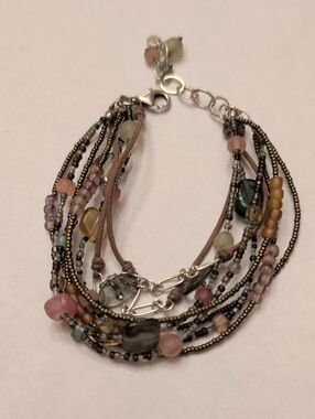 Silpada Multi-Strand Beaded Bracelet in Pink, Green, Brown B2090